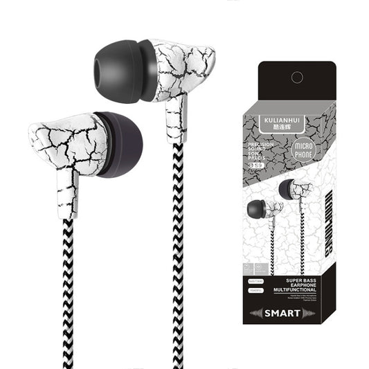 3.5mm Jack Crack Earphone Wired Headset Super Bass Sound Headphone Earbud with Mic for Mobile Phone Samsung Xiaomi MP3 4(WHITE) by bashfashion
