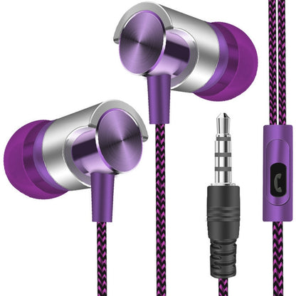 Metal Wired Earphone Super Bass Sound Headphones In-Ear Sport Headset with Mic for Xiaomi Samsung Huawei(Purple) by bashfashion