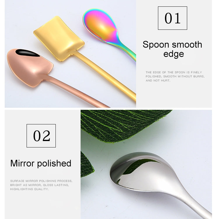 2 PCS Stainless Steel Spoon Creative Coffee Spoon Bar Ice Spoon Gold Plated Long Stirring Spoon, Style:Pointed Spoon, Color:Silver by bashfashion