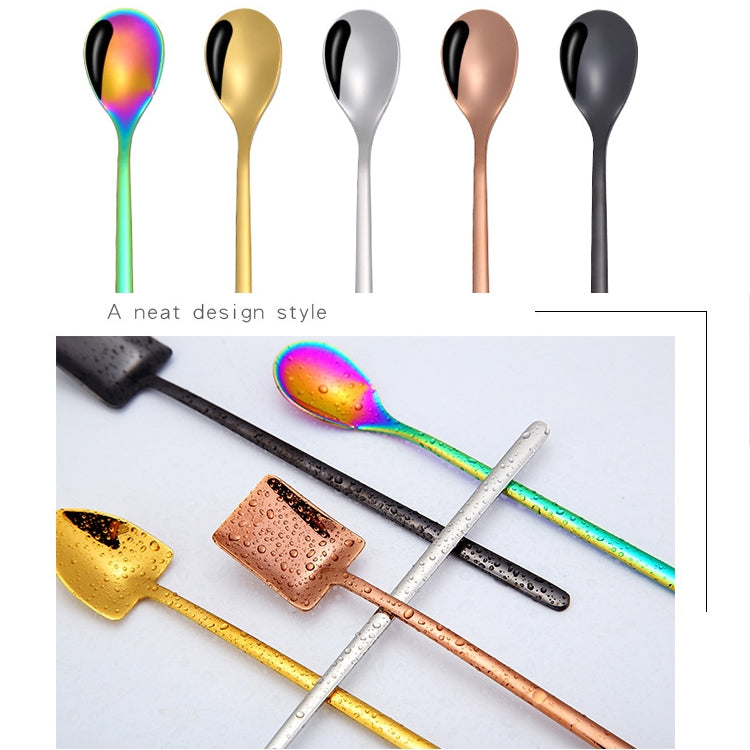 2 PCS Stainless Steel Spoon Creative Coffee Spoon Bar Ice Spoon Gold Plated Long Stirring Spoon, Style:Pointed Spoon, Color:Silver by bashfashion
