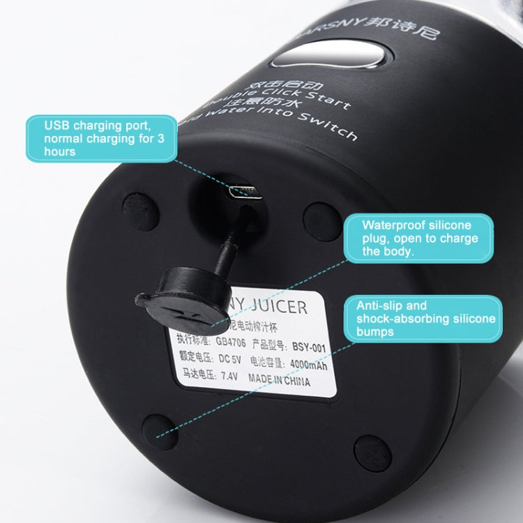 Multifunctional Juicer Rotatory Extractor Cup Portable USB Charge Juicer Blender with 6 Blades(Black) by bashfashion