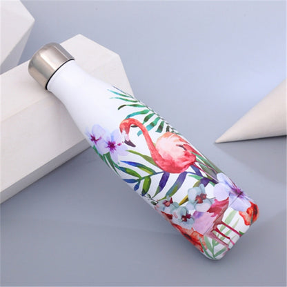 Animals Plants Pattern Thermal Cup Vacuum Flask Heat Water Bottle Portable Stainless Steel Sports Kettle, Capacity:500ml(Big Flamingo) by bashfashion