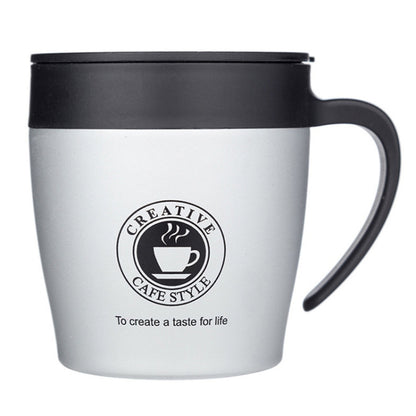 Handle Coffee Mug Stainless Steel Thermos Cups Vacuum Flask Water Bottle Bussiness Portable Thermo Cup(Gray) by bashfashion