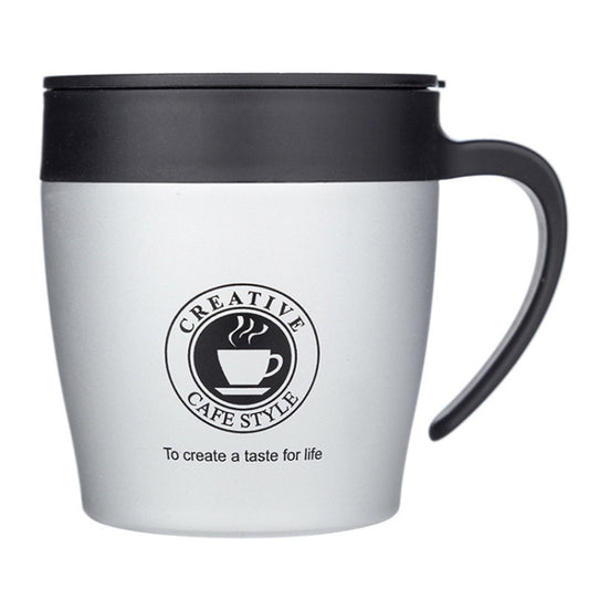 Handle Coffee Mug Stainless Steel Thermos Cups Vacuum Flask Water Bottle Bussiness Portable Thermo Cup(Gray) by bashfashion