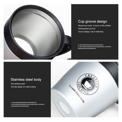 Handle Coffee Mug Stainless Steel Thermos Cups Vacuum Flask Water Bottle Bussiness Portable Thermo Cup(Black) by bashfashion