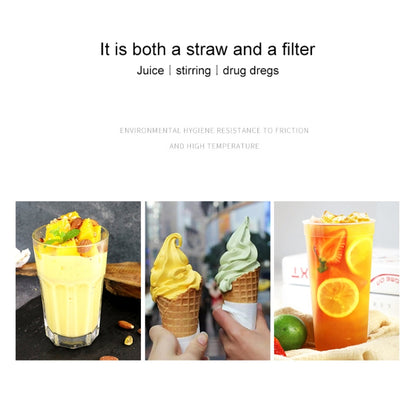 Washable Stainless Steel Straw Spoon Filter Slip Tea Tableware(Pink) by bashfashion