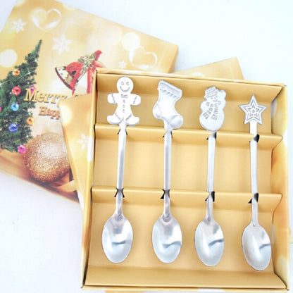 2 Sets Creative Stainless Steel Christmas Cutlery Four-piece Set by bashfashion