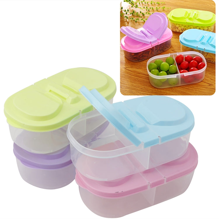 Fresh Fruit Snacks Storage Double Cell Clamshell Crisper Plastic Food Box(Blue) by bashfashion