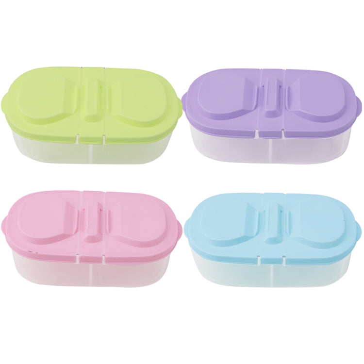 Fresh Fruit Snacks Storage Double Cell Clamshell Crisper Plastic Food Box(Blue) by bashfashion