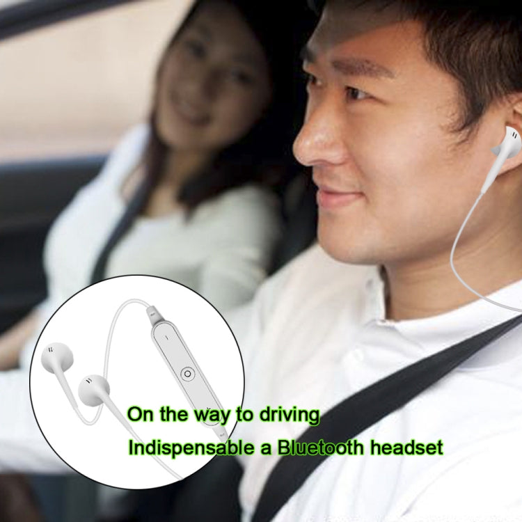 S6 Sport Wireless Bluetooth Earphone for iPhone / Xiaomi / Huawei, with Mic(WHITE) by bashfashion