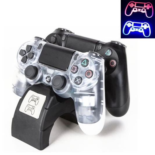 For Playstation 4 /PS4 pro /PS4 Slim Wireless Controller LED Indicator Charger Double Handle Dual USB Charging Dock Station Stand by bashfashion