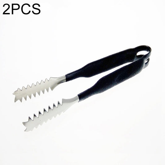 2 PCS Stainless Steel Light Body Small Sugar Clip Cube Sugar Clip Thickened Ice Clip, Specification:6 Inches Black Handle by bashfashion