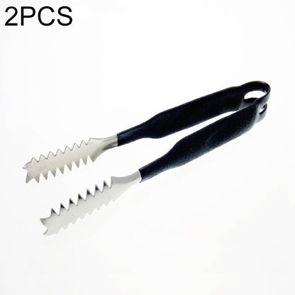 2 PCS Stainless Steel Light Body Small Sugar Clip Cube Sugar Clip Thickened Ice Clip, Specification:7 Inches Black Handle by bashfashion