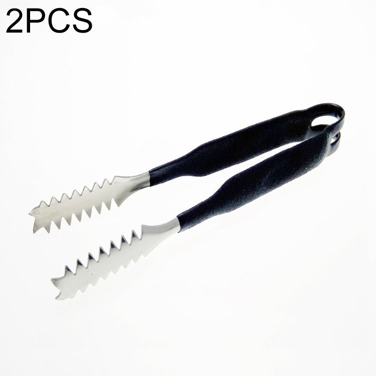 2 PCS Stainless Steel Light Body Small Sugar Clip Cube Sugar Clip Thickened Ice Clip, Specification:8 Inches Black Handle by bashfashion