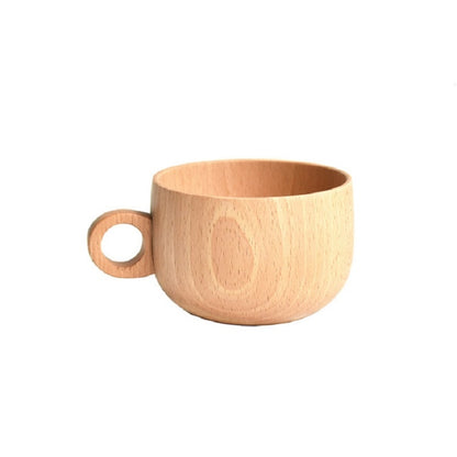 Beech Coffee Cup Wooden Water Cup Tea Cup with Handle, Style:Cup by bashfashion