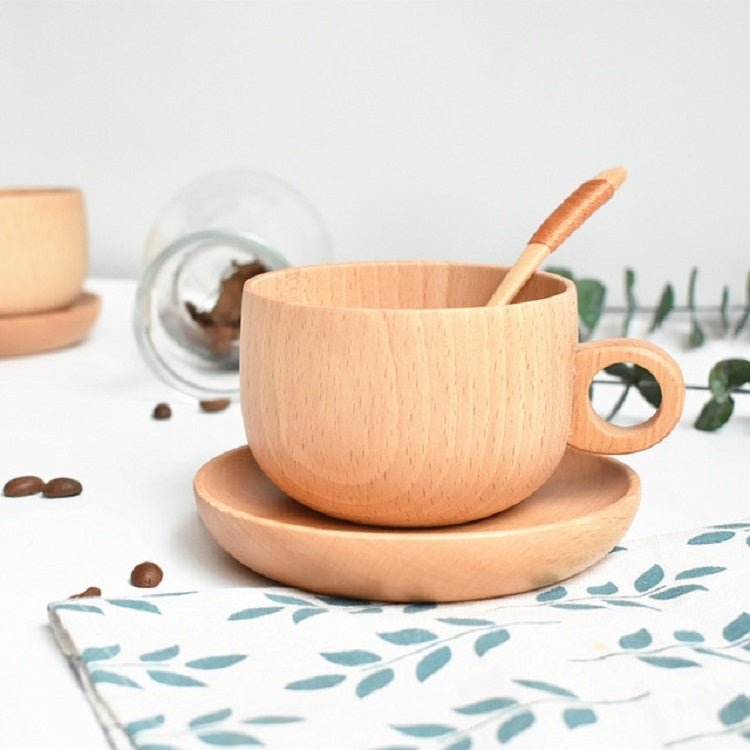 Beech Coffee Cup Wooden Water Cup Tea Cup with Handle, Style:Cup by bashfashion