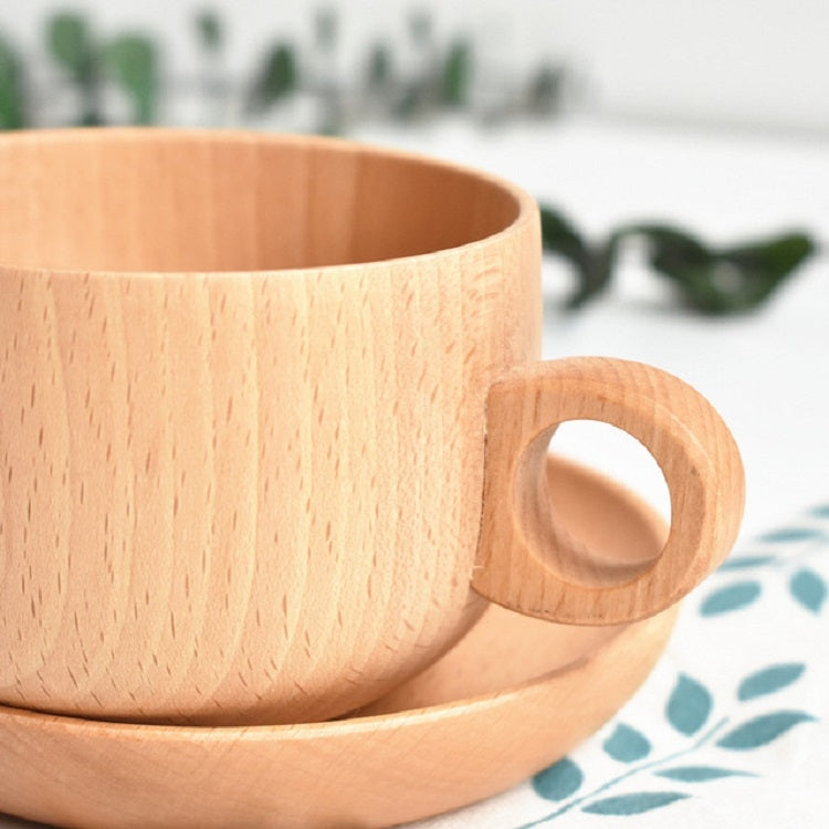 Beech Coffee Cup Wooden Water Cup Tea Cup with Handle, Style:Cup by bashfashion