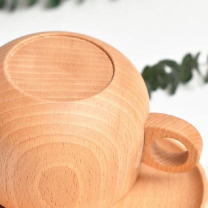 Beech Coffee Cup Wooden Water Cup Tea Cup with Handle, Style:Cup by bashfashion