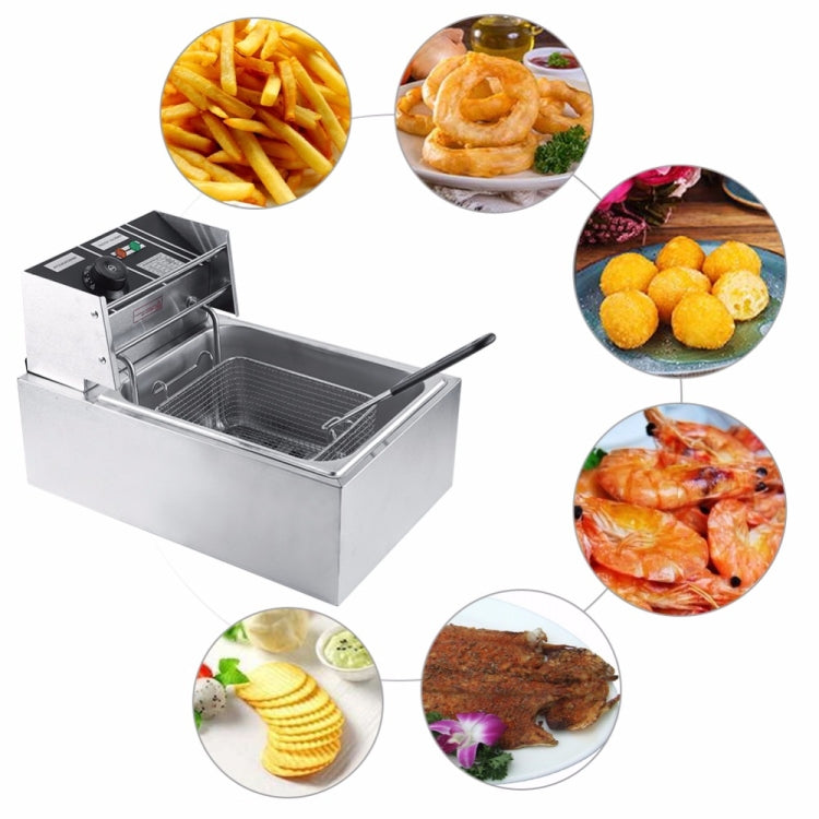 Desktop Thickening Electric Fryer Fried Chicken Legs Fries Stainless Steel Electric Fryer With Basket(Single Cylinder Single Screen) by bashfashion