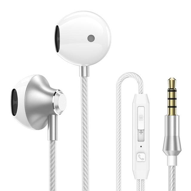 PTM D31 Hands Free Call Stereo Bass Earphones with Mic for Samsung / Xiaomi Phones(Silver) by PTM