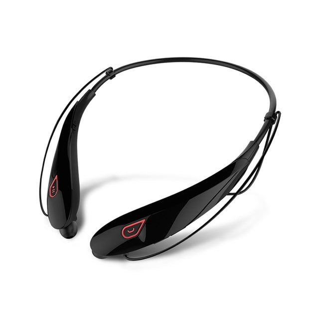 Large Capacity Battery Handsfree Sport Wireless Bluetooth Stereo Earphones with Mic(Black red) by bashfashion