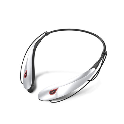 Large Capacity Battery Handsfree Sport Wireless Bluetooth Stereo Earphones with Mic(White Red) by bashfashion