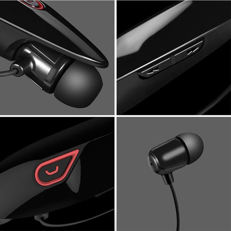 Large Capacity Battery Handsfree Sport Wireless Bluetooth Stereo Earphones with Mic(White Red) by bashfashion