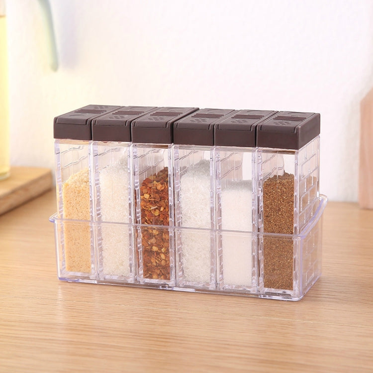 6 PCS Spice Seasoning Box PP Salt Pepper Jars Box Kitchen Spice Storage Bottles(Coffee) by bashfashion