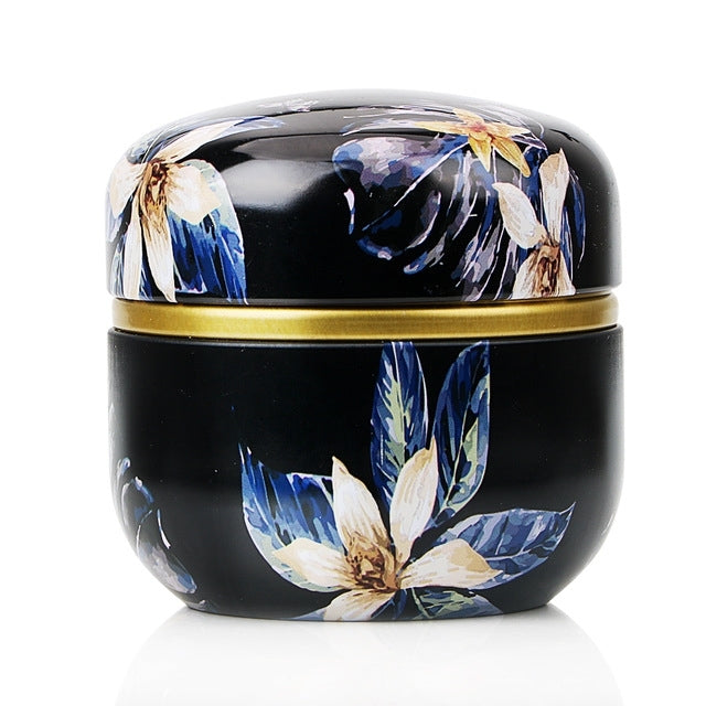 HOOMIN Tea Box Tea Jar Storage Holder Tea Caddies Matcha Container Mini Coffee Powder Organizer Cans Multifunction Round Metal, Color:Moshan blossom by bashfashion