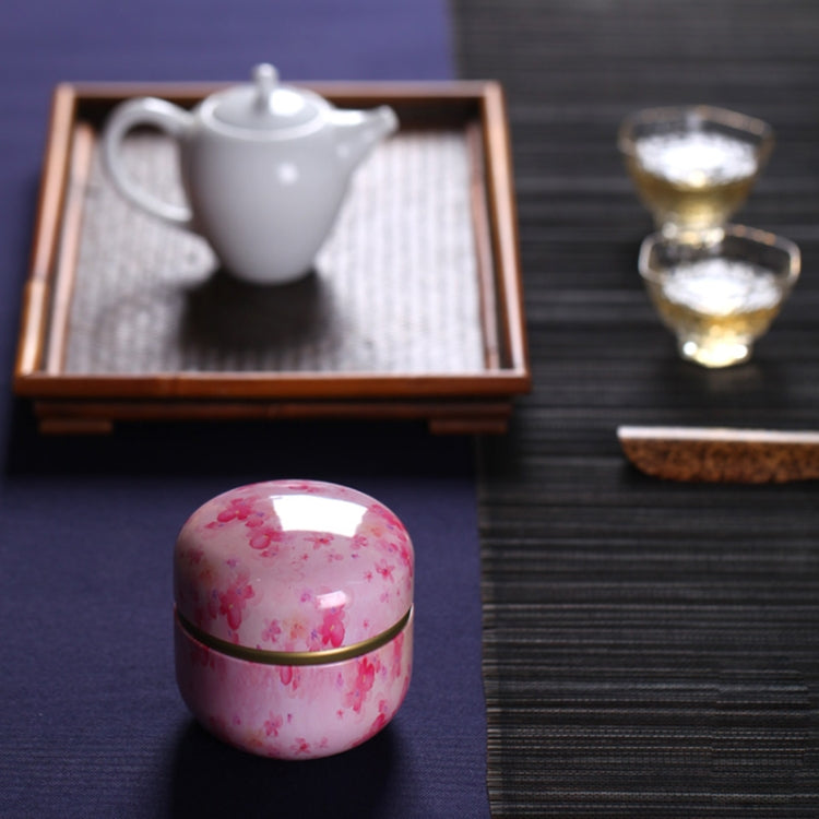 HOOMIN Tea Box Tea Jar Storage Holder Tea Caddies Matcha Container Mini Coffee Powder Organizer Cans Multifunction Round Metal, Color:Moshan blossom by bashfashion