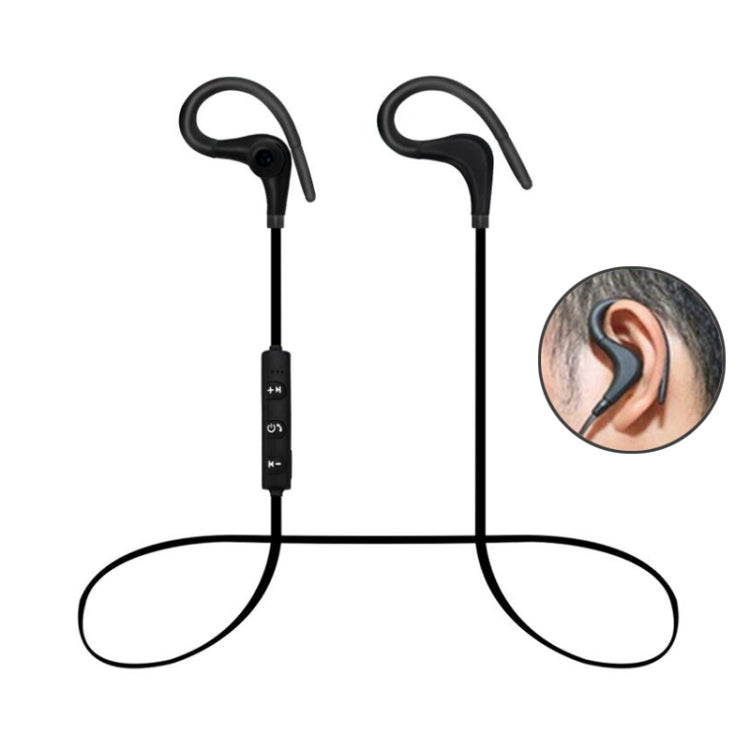 AiWei BT-01 Wireless Bluetooth Earphone with Microphone Hook Sports Earphone(Black) by AiWei