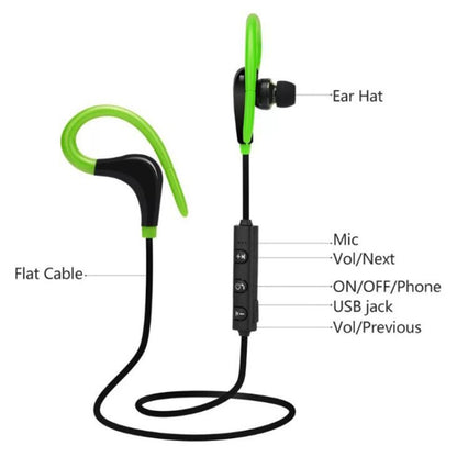 AiWei BT-01 Wireless Bluetooth Earphone with Microphone Hook Sports Earphone(Green) by AiWei