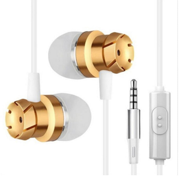 3.5mm Wired Headphones Handsfree Headset In Ear Earphone Earbuds with Mic for Xiaomi Phone MP3 Player Laptop(Gold) by bashfashion