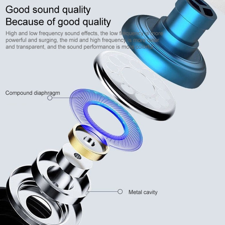 3.5mm Wired Earphone Earbuds Stereo Sound Metal Bass Headset with Mic for Smart Phone(Rose red) by bashfashion