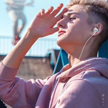 3.5mm Wired Earphone Earbuds Stereo Sound Metal Bass Headset with Mic for Smart Phone(Rose red) by bashfashion