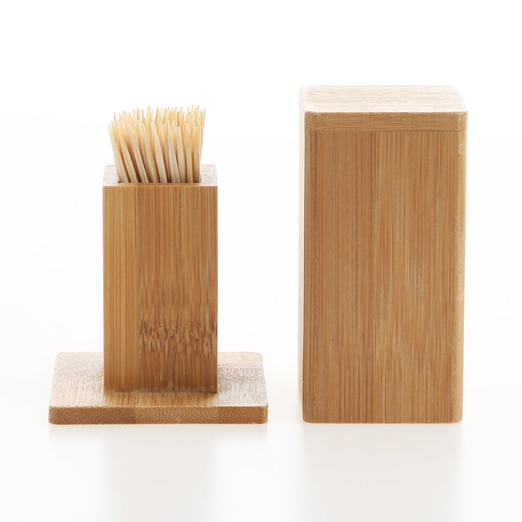 2 PCS Natural Bamboo Toothpick Box Square Restaurant Hotel Toothpick Can with Lid by bashfashion