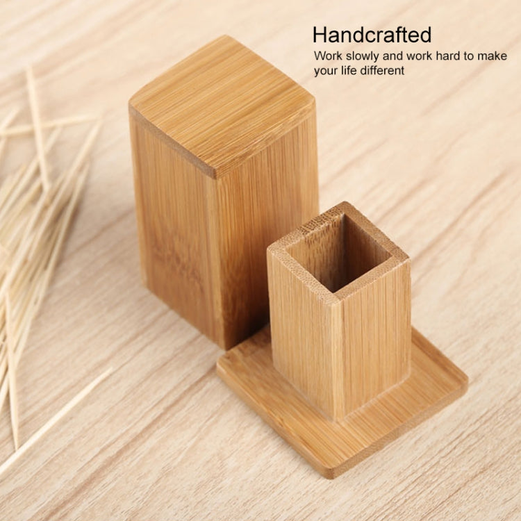 2 PCS Natural Bamboo Toothpick Box Square Restaurant Hotel Toothpick Can with Lid by bashfashion