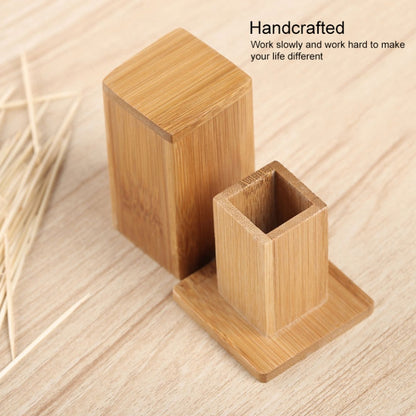 2 PCS Natural Bamboo Toothpick Box Square Restaurant Hotel Toothpick Can with Lid by bashfashion