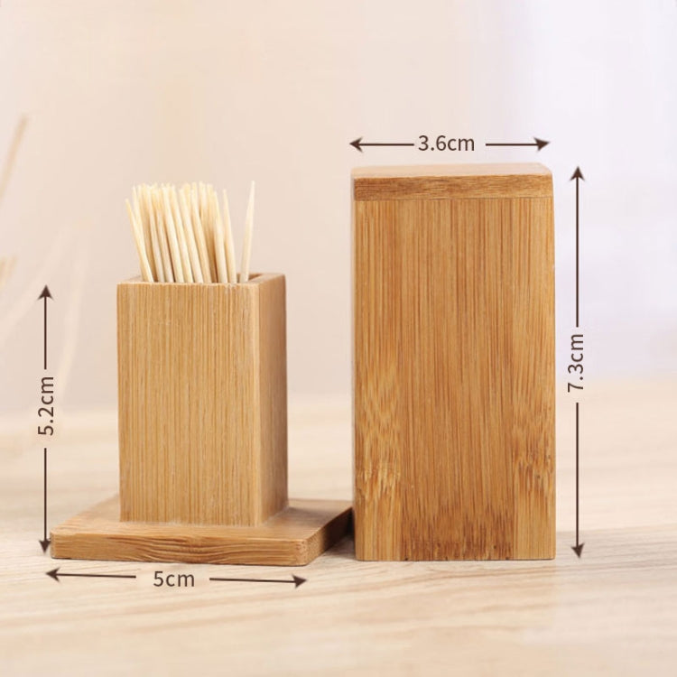 2 PCS Natural Bamboo Toothpick Box Square Restaurant Hotel Toothpick Can with Lid by bashfashion
