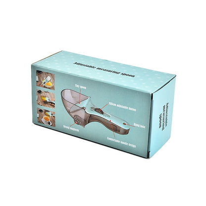 2 in 1 Kitchen Tool Plastic Measuring Spoon Adjustable Baking Tool Measuring Spoon, Specification:1 Large 1 Small Set(Light Blue) by bashfashion