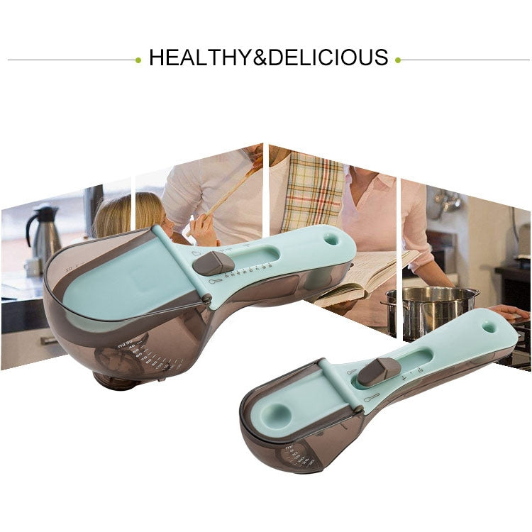 2 in 1 Kitchen Tool Plastic Measuring Spoon Adjustable Baking Tool Measuring Spoon, Specification:1 Large 1 Small Set(Light Blue) by bashfashion