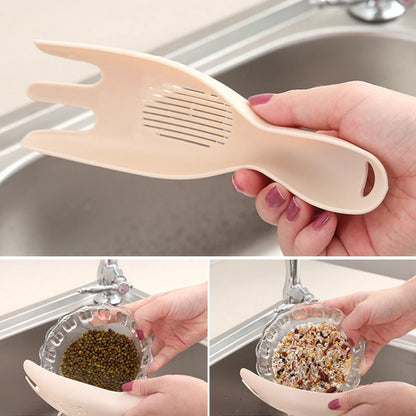 Kitchen Creative Multi-function Rice Washing Sieve Home Does Not Hurt Hand Wash Rice Tools(Khaki) by bashfashion
