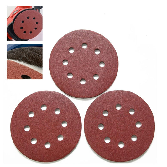 100 PCS 125MM Flocking Sandpaper 5 Inch 8 Hole Disc Sandpaper Self-adhesive Sandpaper, Grit:60 Mesh by bashfashion