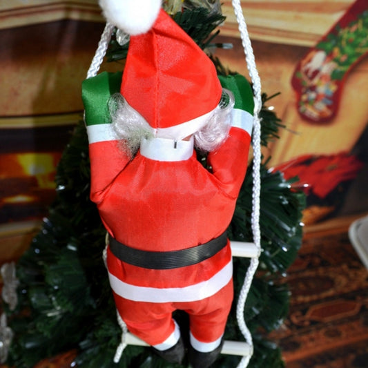 Christmas Pendant Ladder Santa Claus Doll Tree New Year Ornaments(25cm 1 person) by bashfashion