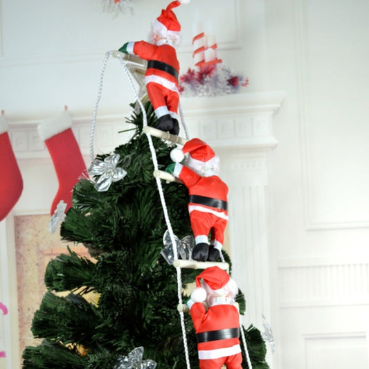 Christmas Pendant Ladder Santa Claus Doll Tree New Year Ornaments(25cm 3 person) by bashfashion