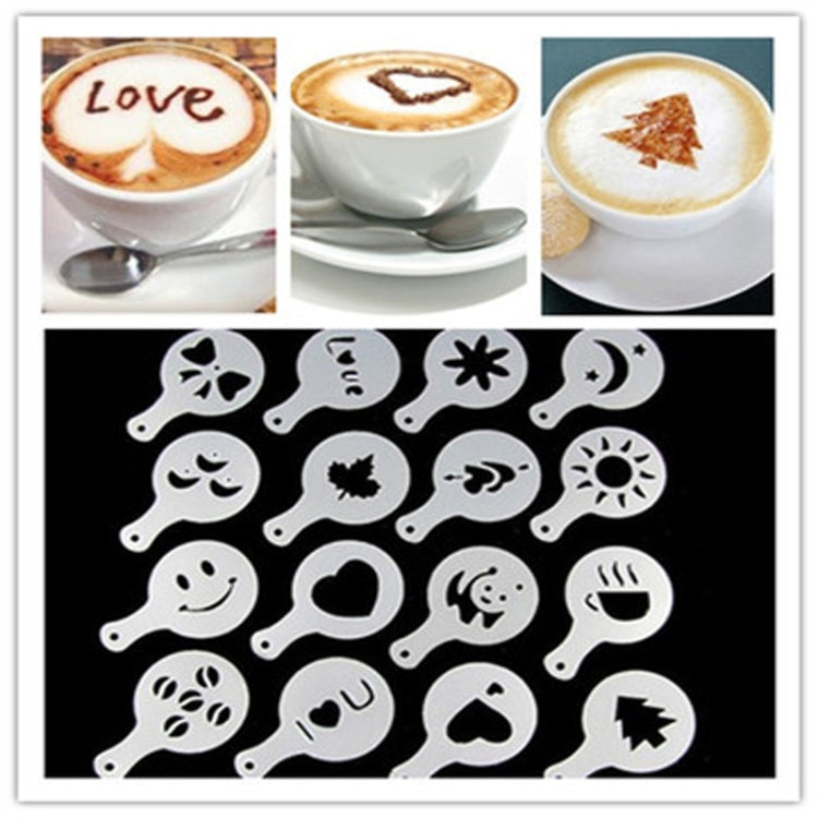32 PCS Coffee Stencil Filter Coffee Maker Cappuccino Mold Templates Strew Flowers Pad Spray Art Baking Tools by bashfashion