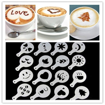 32 PCS Coffee Stencil Filter Coffee Maker Cappuccino Mold Templates Strew Flowers Pad Spray Art Baking Tools by bashfashion