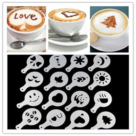 32 PCS Coffee Stencil Filter Coffee Maker Cappuccino Mold Templates Strew Flowers Pad Spray Art Baking Tools by bashfashion