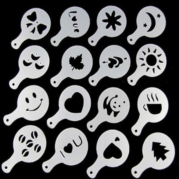 32 PCS Coffee Stencil Filter Coffee Maker Cappuccino Mold Templates Strew Flowers Pad Spray Art Baking Tools by bashfashion