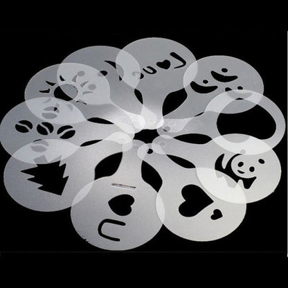 32 PCS Coffee Stencil Filter Coffee Maker Cappuccino Mold Templates Strew Flowers Pad Spray Art Baking Tools by bashfashion